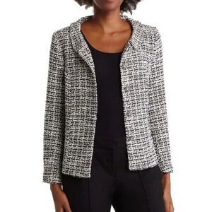Adrianna Papell Dress Coat Jacket Size XL Tweed Rhinestones Formal Jackie O.